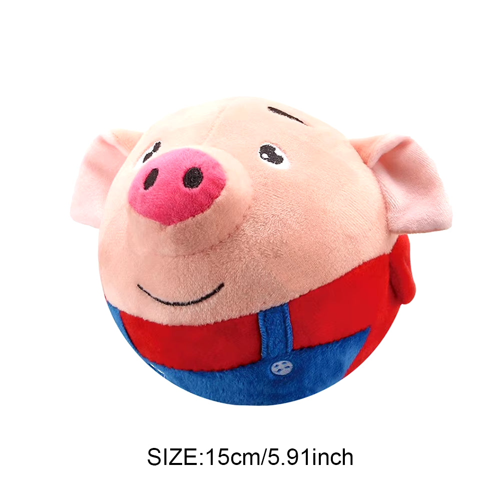 Singing Animal Plush Toy Electric Interactive Toy Bite Resistant Music Vibration Bouncing Ball Animated Pig Doll Toys for Pets