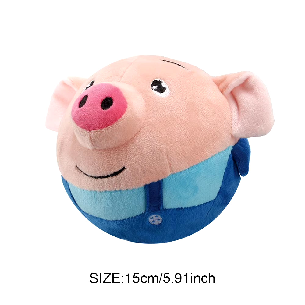 Singing Animal Plush Toy Electric Interactive Toy Bite Resistant Music Vibration Bouncing Ball Animated Pig Doll Toys for Pets